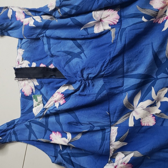 Vintage Two Palms Womens Sweetheart Neckline Floral Hawaiian Dress Size XL Blue - Picture 11 of 11